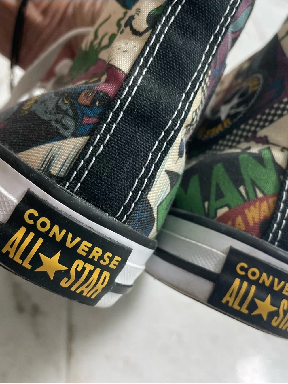 Batman X Converse Kids High-Top Sneakers in White and Multicolor Comic Print